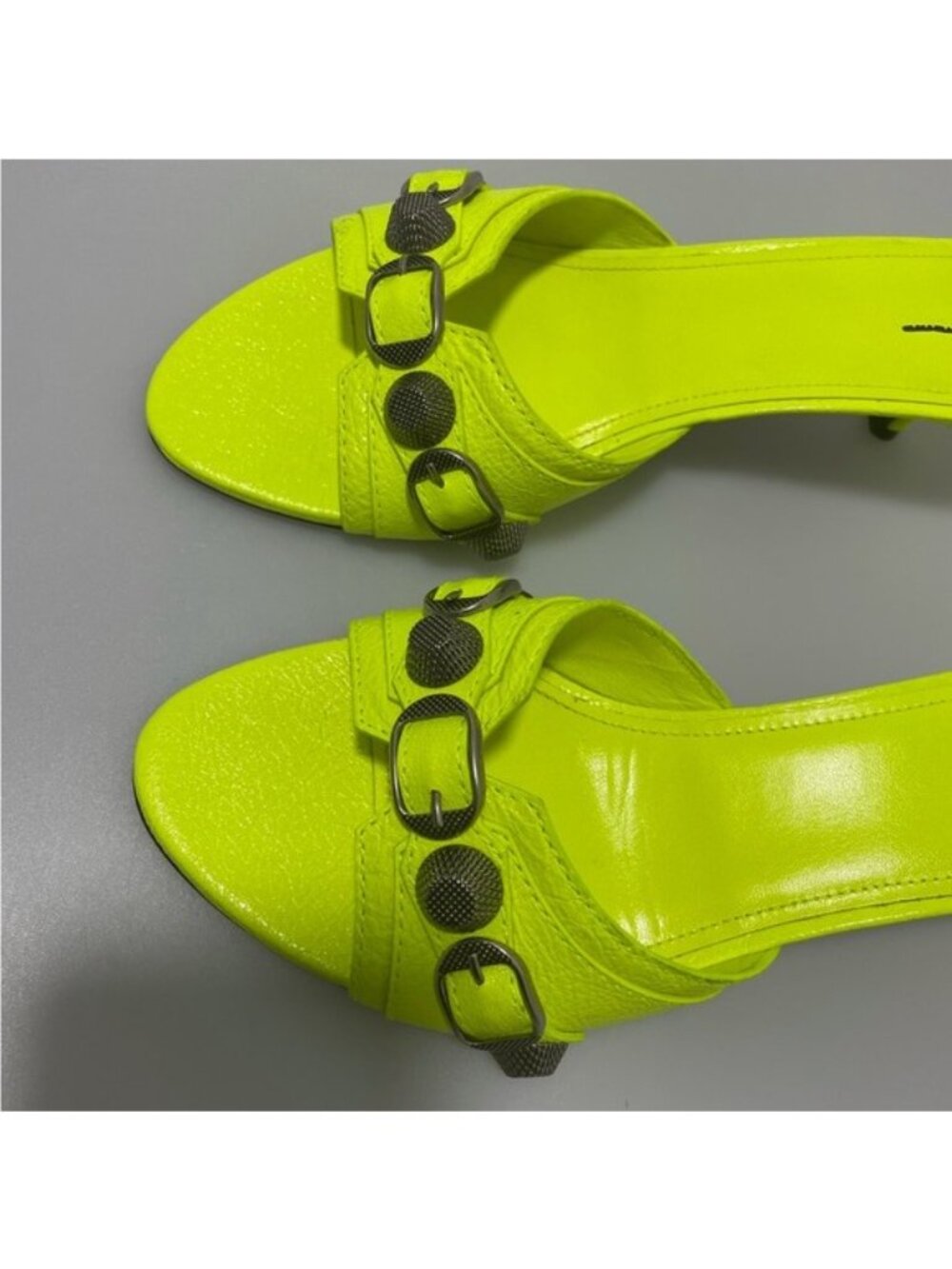 Balenciaga Cagole 50mm Sandal Lambskin Fluo Yellow Women’s EU 37/US 7 - Picture 3 of 7